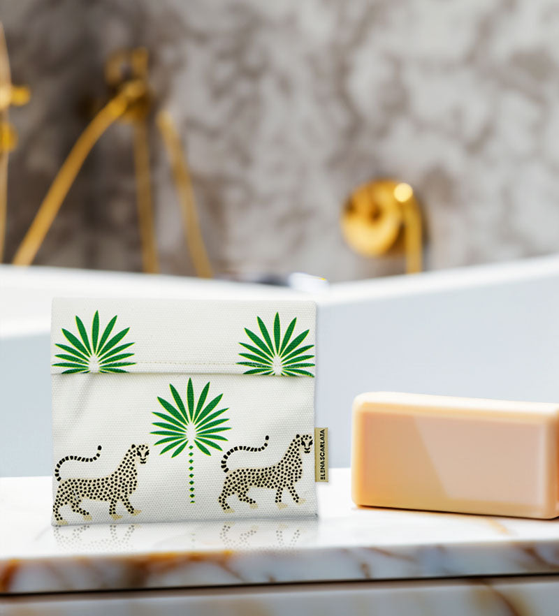 Leopard Travel Soap Dish Green