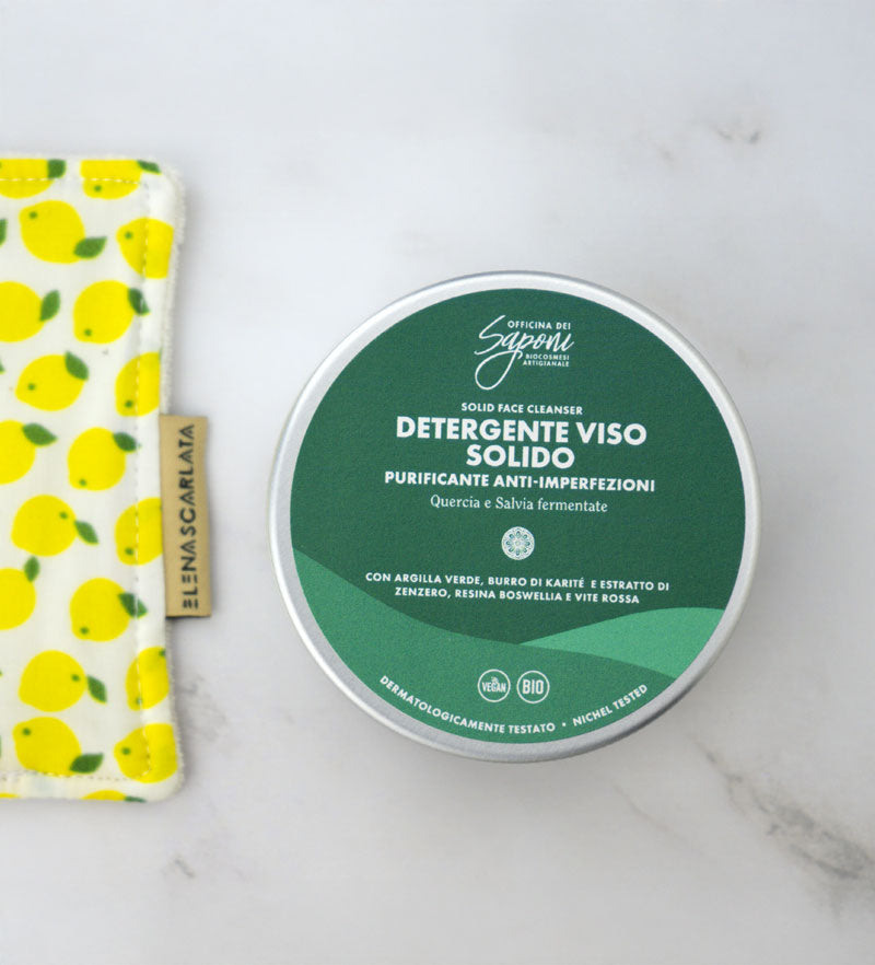 Set Viso Limone – Detergente Solido Anti imperfezioni & Dischetto Esfoliante