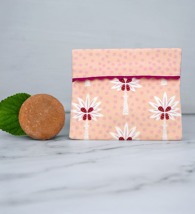 Sicilian Garden Set: Organic Cotton Soap Pouch + Argan Oil Soap