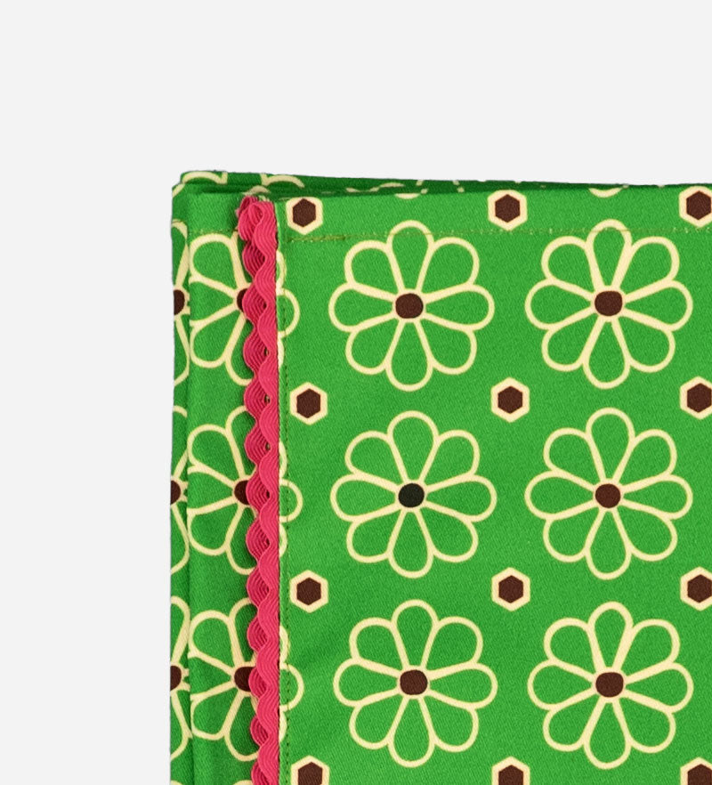 Cotton Table Runner Green Floral Majolica