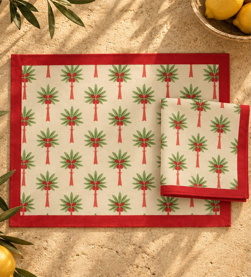 Palme Reali Baumwoll-Set – 2 Tischsets und 2 Servietten