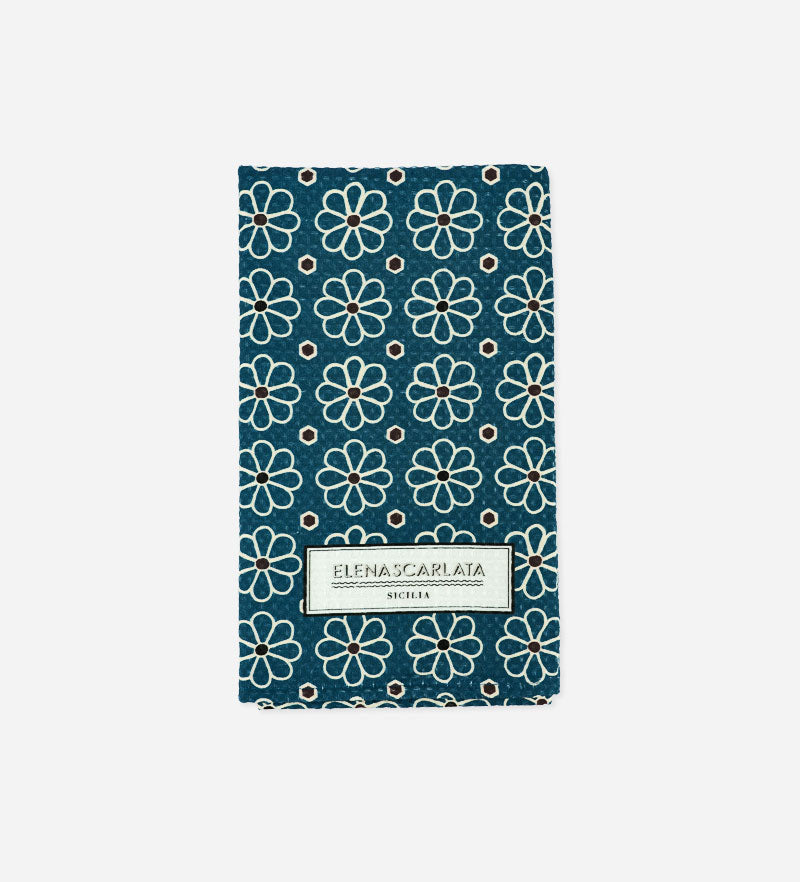 Maiolica Fiore Honeycomb Tea Towel Blu