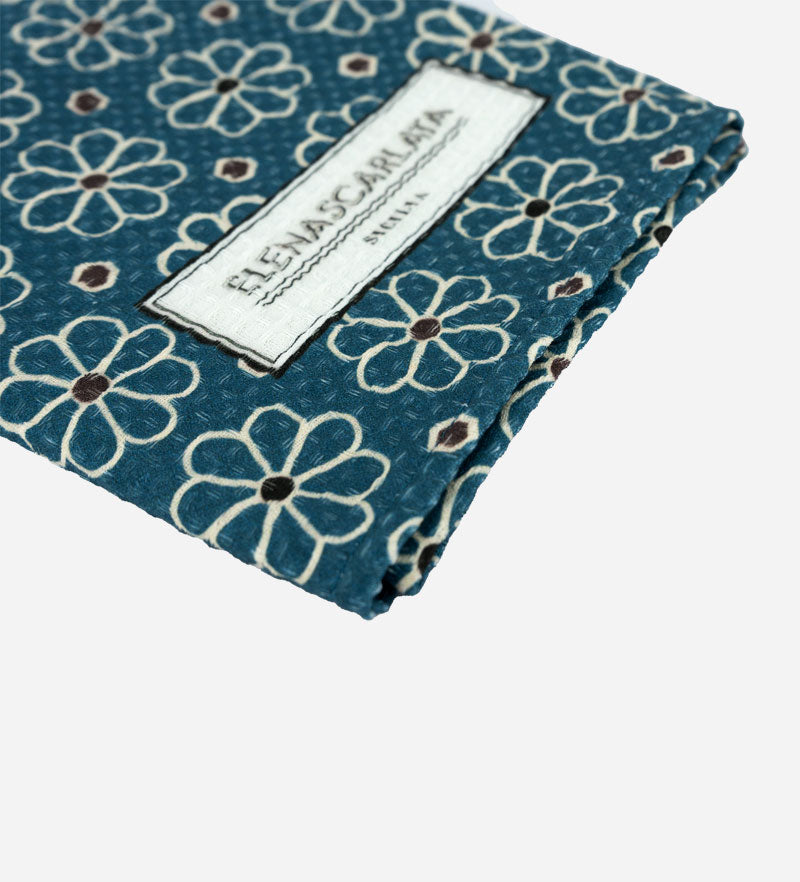 Maiolica Fiore Honeycomb Tea Towel Blu