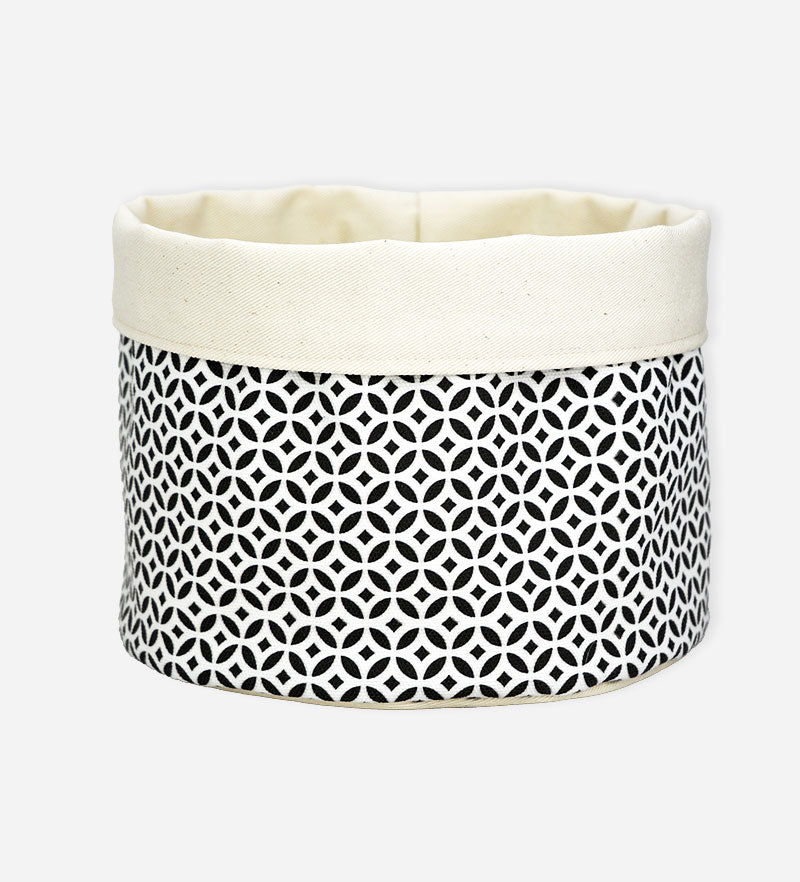 Cestino portapane large con motivo gelsomino  - Cotone GOTS fatto a mano in Sicilia
