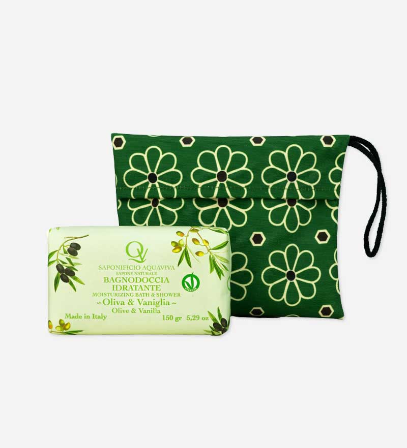 Maiolica Fiore Soap Bag Green