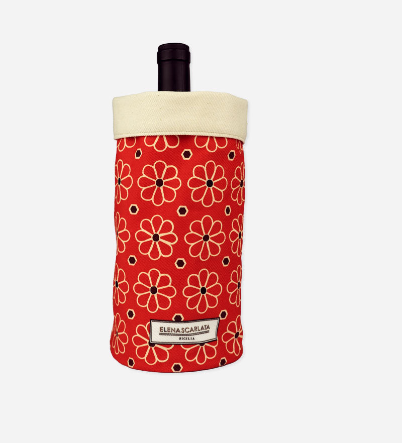 Red Flowers Majolica Table Wine Holder