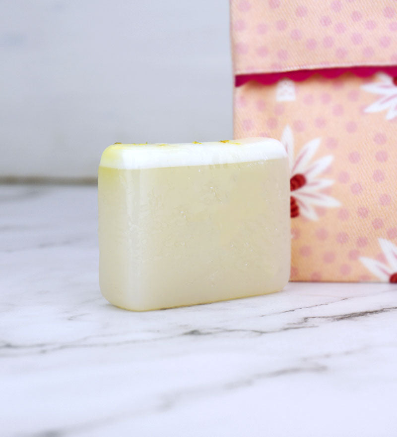 Sicilian Garden Set: Organic Cotton Soap Pouch + Argan Oil Soap