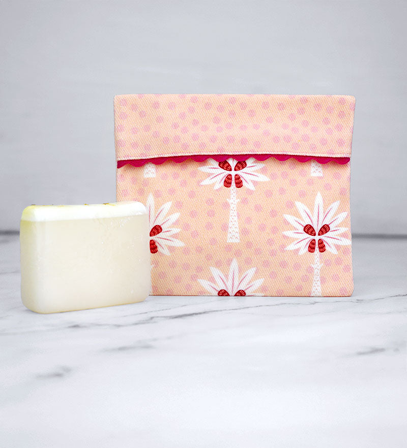 Sicilian Garden Set: Organic Cotton Soap Pouch + Argan Oil Soap