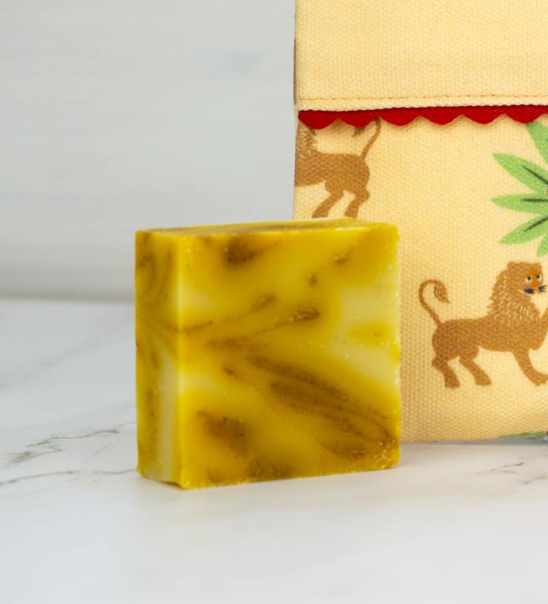Leone Reale - Set Porta Sapone in Cotone con Sapone all’olio d’oliva