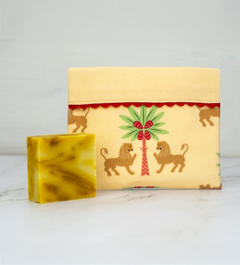 Leone Reale - Set Porta Sapone in Cotone con Sapone all’olio d’oliva