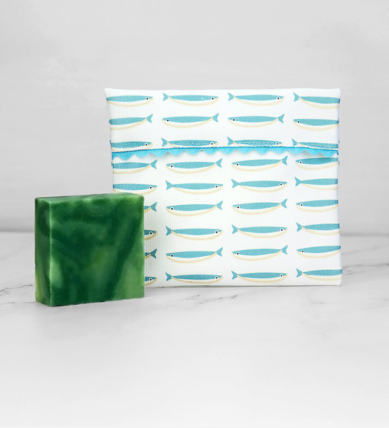 Acquario Mediterraneo - Set Porta Sapone in cotone & Sapone all’olio d’oliva