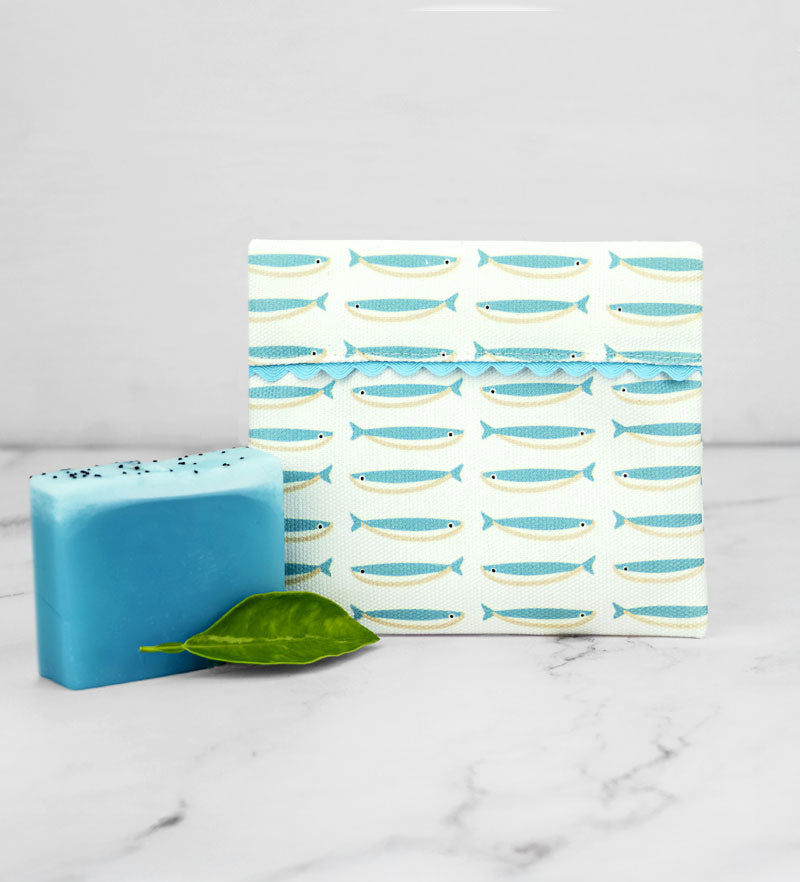 Acquario Mediterraneo - Set Porta Sapone in cotone & Sapone all’olio d’oliva