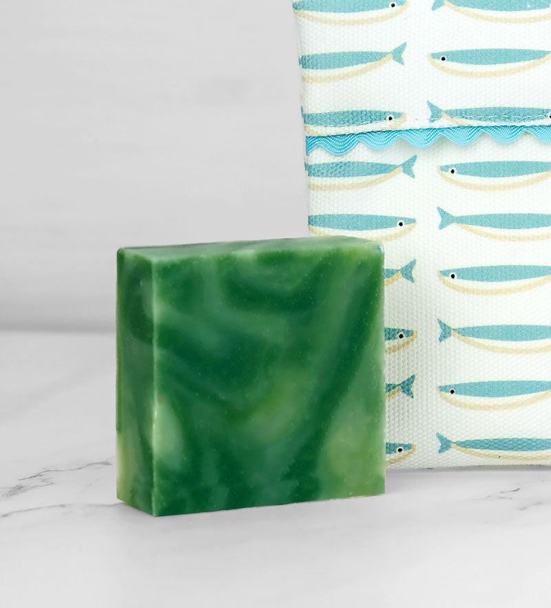 Acquario Mediterraneo - Set Porta Sapone in cotone & Sapone all’olio d’oliva