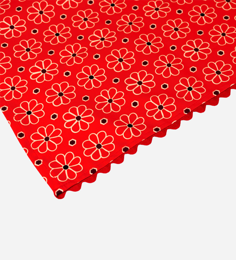 Runner da Tavola in Cotone Maiolica Fiore Rosso
