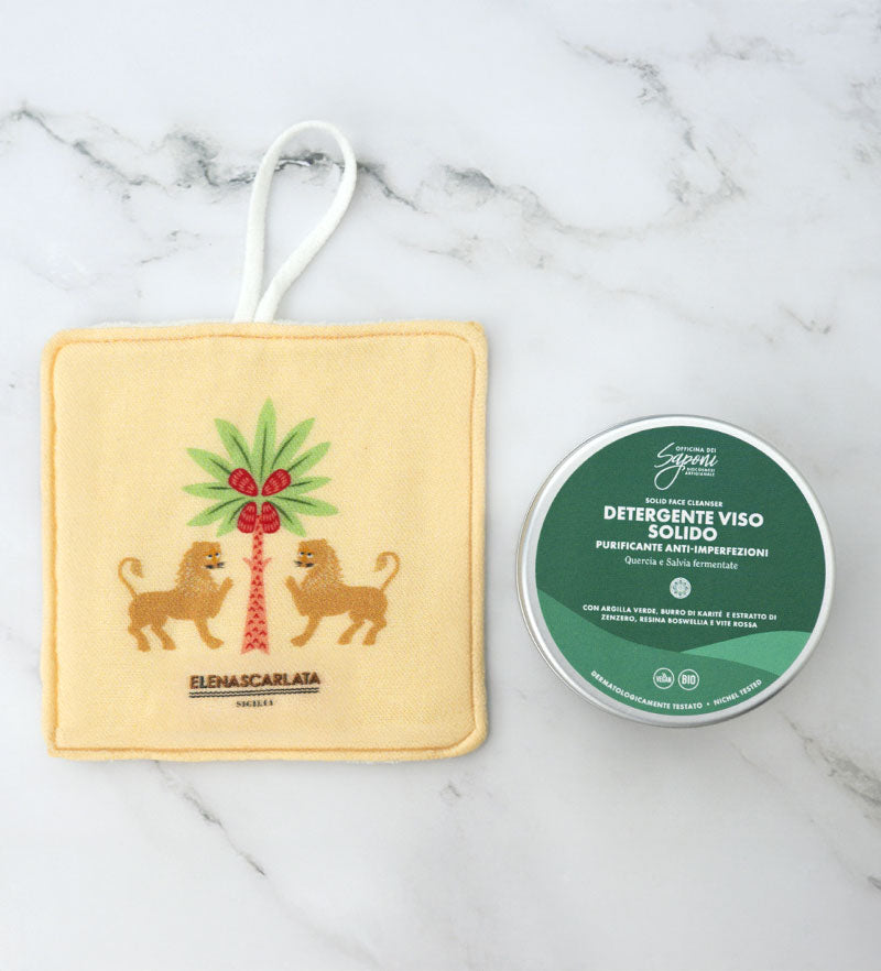 Set Viso Leone Reale – Detergente Solido Purificante & Dischetto Esfoliante