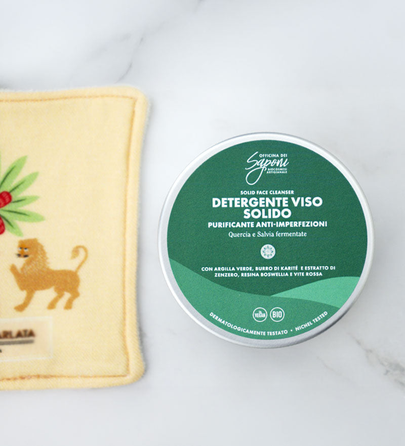 Set Viso Leone Reale – Detergente Solido Purificante & Dischetto Esfoliante